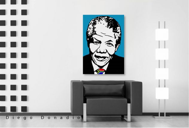 Quadro Mandela dipinto a mano pop art