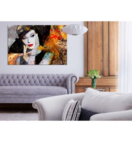 Quadro Donna Col Cappello Nero Cm.90x60 E 120x80 ARREDALACASA - Foto 2