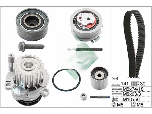 Kit distribuzione cinghia per Audi Q5 2000 tdi 3000 tdi tfsi Gates Ina Skf - Foto 2