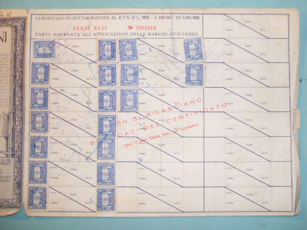 Buono del tesoro novennale del 1951 - Foto 2