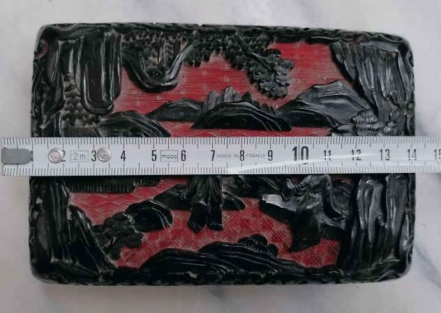 ANTICA MAGNIFICA SCATOLA IN METALLO, SMALTO E DOPPIO STRATO DI LACCA, CINA 1800/ - Foto 9