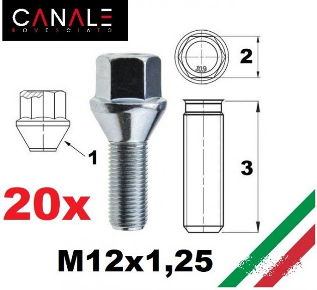KIT 20 bulloni ruota Jeep Renegade Fiat 500x 500L