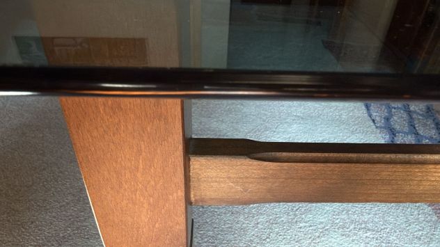Tavolino quadrato vetro fumé e legno 78x78x43 cm - Foto 2