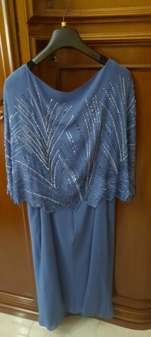 ABITO DONNA ELEGANTE DA CERIMONIA CON COPRISPALLE BLU MARINE,MUSANI COUTURE T.48 - Foto 2