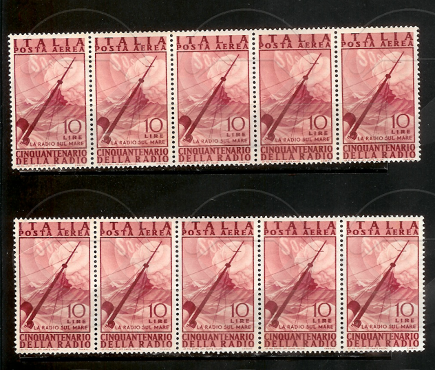 ITALIA francobolli in blocco di 5 - 1944-1958 - Foto 3