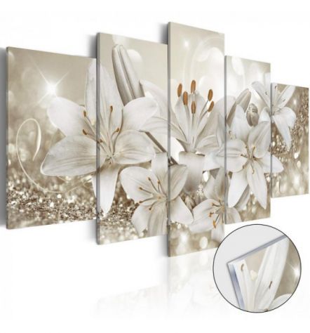 Quadro Fiori Bianchi Cm.100x50 O 200x100 Vetro Acrilico