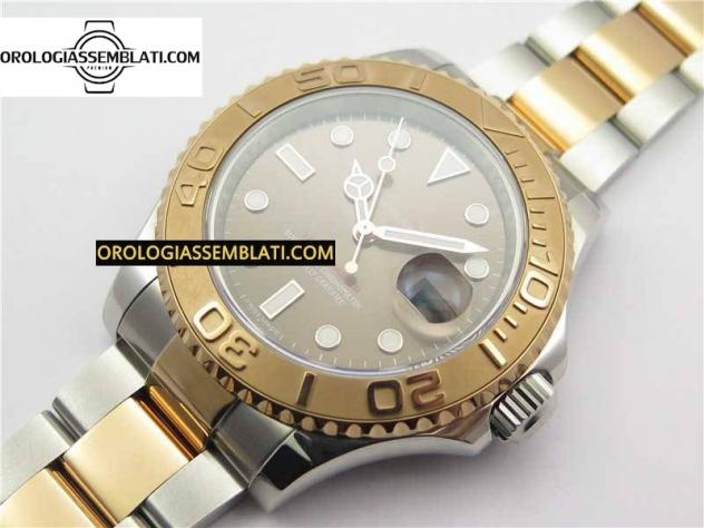 Replica Assemblata YACHT-MASTER 116621 QUADRANTE MARRONE BEST EDITION 1:1 SU BRACCIALE SS/RG SH3135 V2 - Foto 7