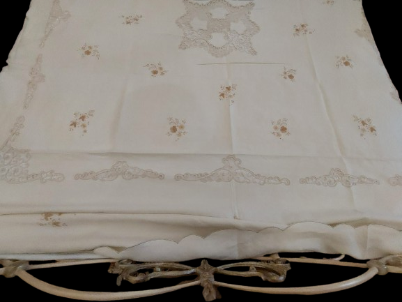 Pregiatissima e bellissima coperta matrimoniale in purissimo lino inserti fatti - Foto 4