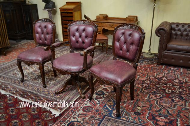 Trittico di poltrone da studio stile inglese Vittoriano - Foto 10