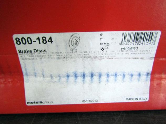 800-184 COPPIA DISCHI FRENO ANTERIORI AUTOVENTILATI CIFAM ALFA ROMEO 164 2.0 TB RICAMBIO NUOVO - Foto 4
