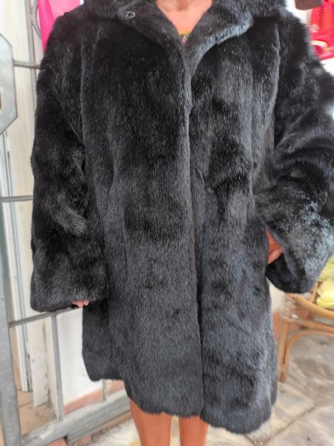 Cappotto Alba Fornari midi a pelo lungo con tasche effetto pelliccia taglia 50 - Foto 2