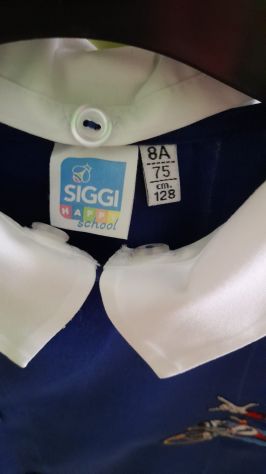GREMBIULE SIGGI SCUOLA ELEMENTARE BAMBINO 7, 8 ANNI BLU CON RICAMO COLLET.BIANCO - Foto 6