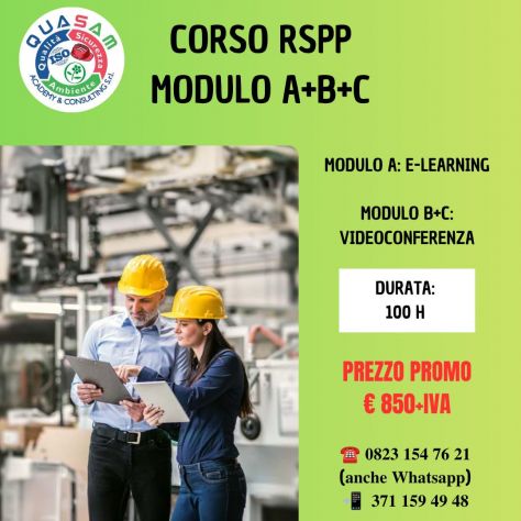 RSPP MODULO A+B+C (100 ore) ONLINE/FAD