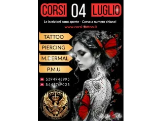 4.LUGLIO.2026 INIZIANO I CORSI  di Tatuaggi Piercing