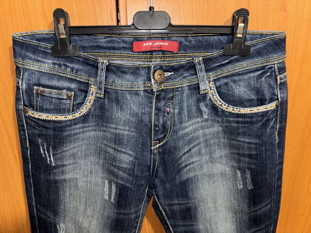 JEANS COME NUOVI DA DONNA/RAGAZZA A VITA BASSA MARCA XFN JEANS LEGGERMENTE ELAST - Foto 3