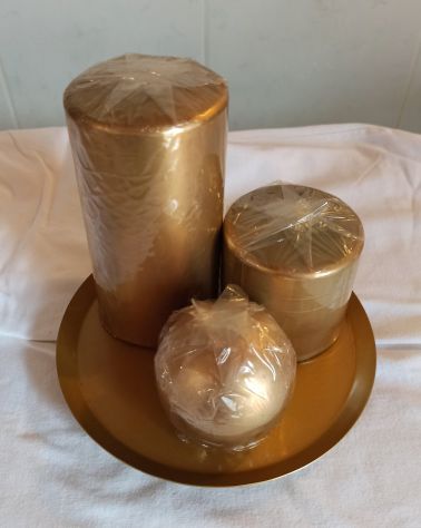 Nuovo Set di 3 Candele con Vassoio Rotondo - Foto 6