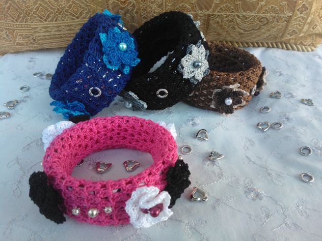 Bracciale largo ricoperto ad uncinetto - Foto 2