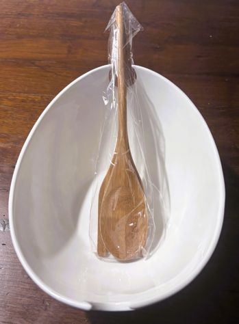 Insalatiera con base e posate in legno marca “La Porcellana Bianca” - Foto 4