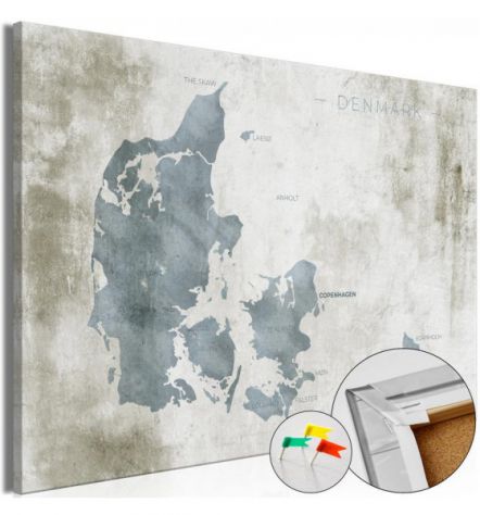 Quadro Di Sughero Con La Mappa Della Danimarca Arredalacasa