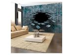 Fotomurale Adesivo Con Un Muro Blu Scuro Bucato ARREDALACASA