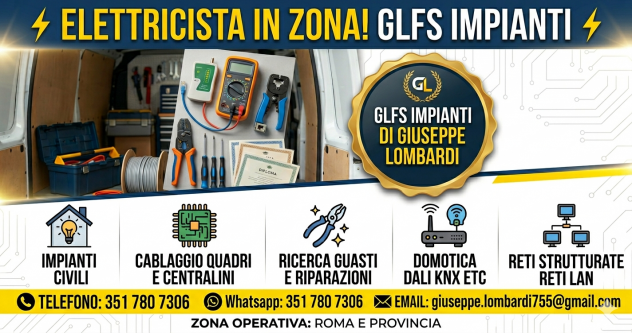 Elettricista a Roma - GLFS Impianti di Giuseppe Lombardi | Pronto Intervento