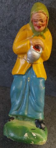 LOTTO 4 ANTICHE STATUINE PRESEPE PIEMONTESE ANNI 20-30 CM12 - Foto 6