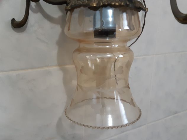 LAMPADARIO IN METALLO E DECORAZIONE MERLETTATA - Foto 6