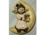 STATUINA THUN DA APPENDERE ANGELO CON PAPIRO SEDUTO SU MEZZA LUNA