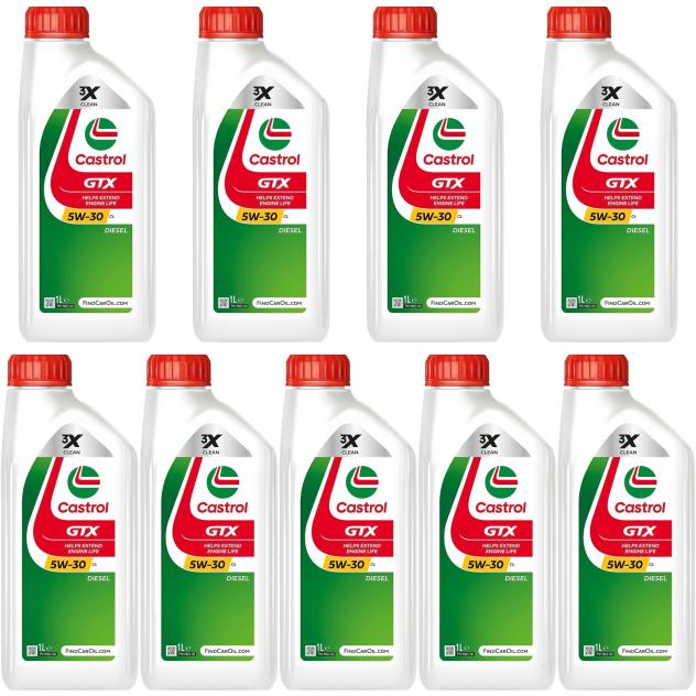 Kit 9 lt olio motore Castrol GTX C4 5w30 Protezione avanzata per il tuo motore