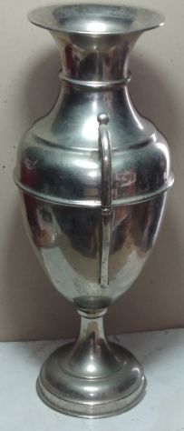 ANFORA IN METALLO , A FORMA DI COPPA , VINTAGE  , ALTA 40 CM . ANNI 60 - Foto 7