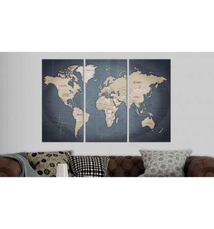 Quadro Di Sughero Mappa Del Mondo In 3 Parti Arredalacasa - Foto 2