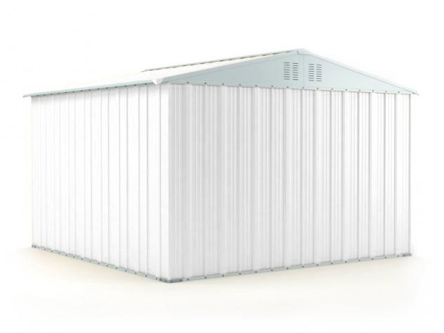 Box prefabbricato, casetta da giardino in lamiera zincata. Capanno deposito attrezzi in Acciaio Zincato 3.27 x 3.07 m x h2.15 m - 145 KG – 10,04 metri - Foto 2