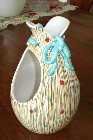 Vaso firmato ROMETTI anni '50 in ceramica modellata e dipinta a mano - Foto 4