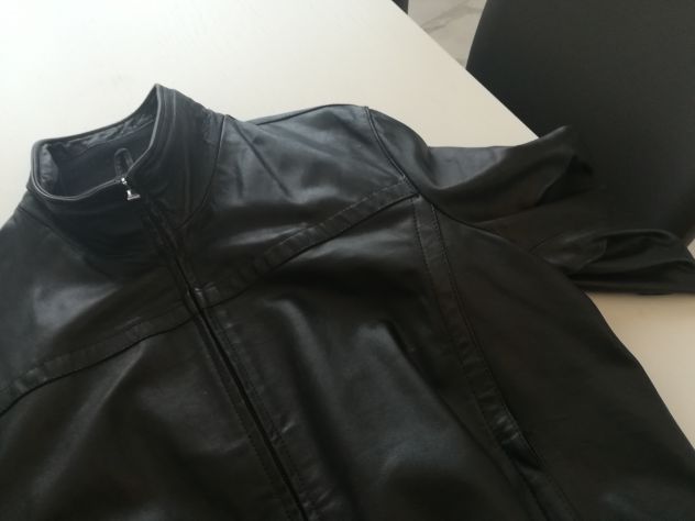 Giubbotto in pelle nera taglia 56 - Foto 6