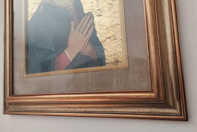 Madonna da Fra Filippo Lippi stampa su tavola,sfondo decorato foglia d'oro - Foto 5