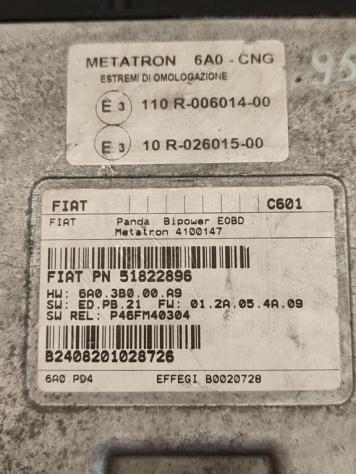 CENTRALINA MOTORE FIAT Panda 2° Serie 51822896 188A4000 gas 1242 (0310) - Foto 2