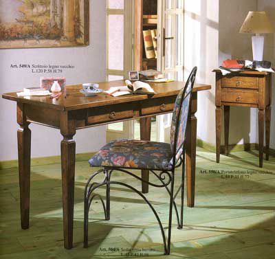 Scrittoio color noce 2 cassetti arte povera cod 11006