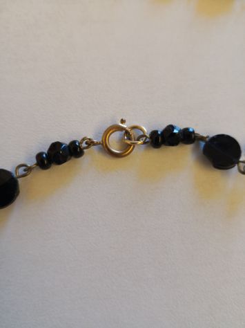Collana inserti neri, trasparenti, bigiotteria, lungh. m. 2, fermaglio metallo - Foto 3