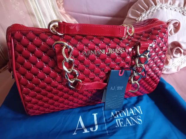 BORSA DONNA ORIGINALE IN VERA PELLE LUCIDA "COLLEZIONE "GIORGIO ARMANI"