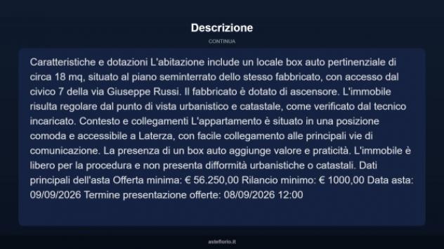 Immobile in asta di 80 m², box auto in vendita a Laterza - Foto 10