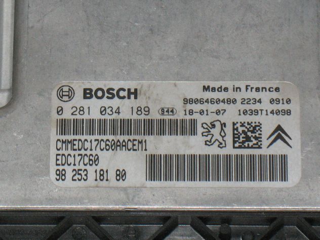 0281034189 ECU CITROEN PEUGEOT 1.6 EDC17C60 0281034189 0 281 034 189 9825318180 - Foto 2