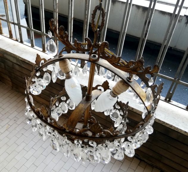 Lampadario a gocce con struttura in ottone - Foto 5