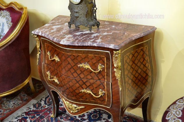 Comoncino stile Luigi XV lastronato a marqueterie - Foto 7