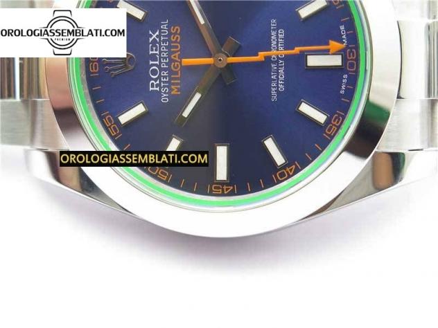 Rolex Replica/Clone MILGAUSS 116400 GV ACCIAIO 904L 1:1 BEST EDITION QUADRANTE BLU SUL BRACCIALE SH3131 - Foto 7