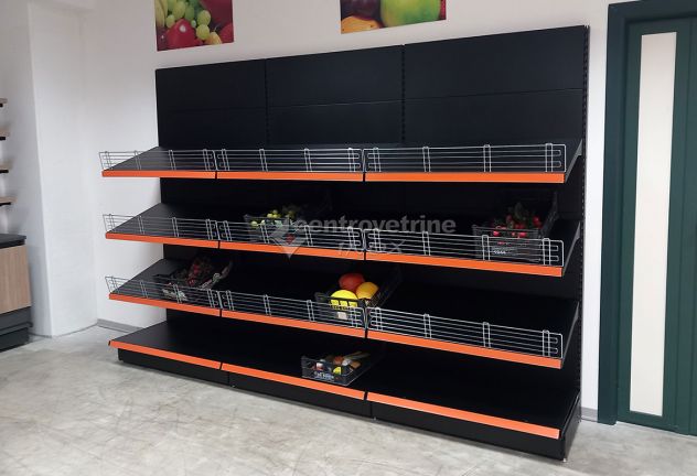SCAFFALE FRUTTA IN FERRO NERO DA 303 CON PIANO BASE 50 E PIANI DA 50 - Foto 8