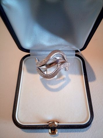 Anello ak3 in Argento 925 Rodiato, Diamantato