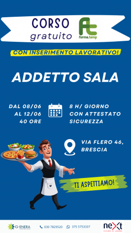 Corso gratuito di Addetto alla Sala