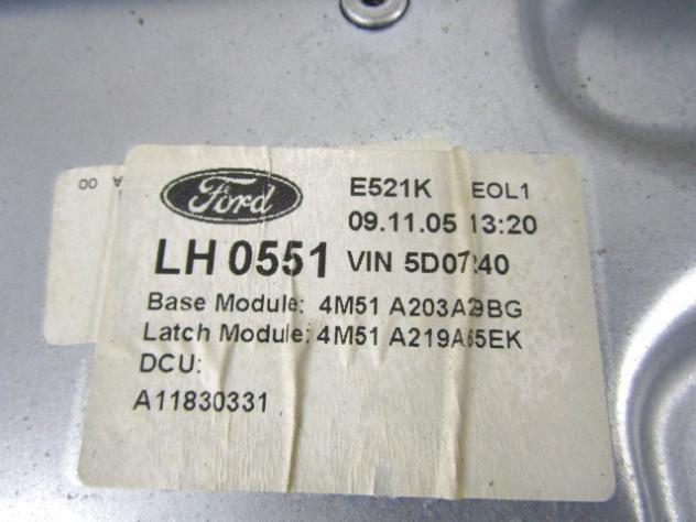4M51-A203A29-BG MOTORINO MECCANISMO ALZA-VETRO ALZACRISTALLO PORTA ANTERIORE LATO SINISTRO GUIDA FORD FOCUS SW 1.6 D 66KW 5M 5P (2005) RICAMBIO USATO - Foto 2