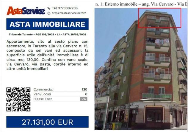 Tribunale Taranto - RGE 108/2025 - L1 - Tribunale Taranto - RGE 108/2025 - L1 - ASTA 29/09/2026