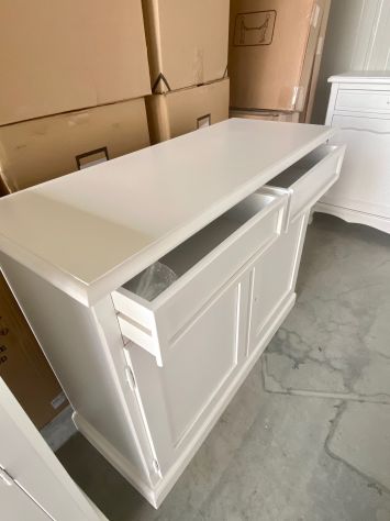 NUOVA CREDENZA 2 ANTE 2 CASSETTI DI VERO LEGNO IN FINITURA BIANCO LACCATO - Foto 6